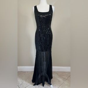 Vintage Niteline Della Roufogali Black Sequin and Sheer Dress